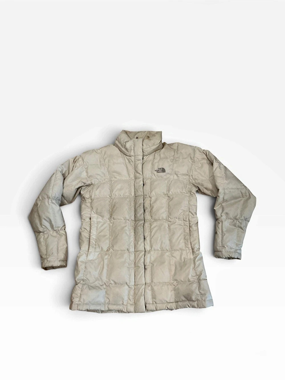 The North Face Women's Puffer Quilted Jacket 600 fill cream silver Size Medium